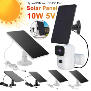 Adjustable Solar Panel Charger for Outdoor Security Cameras (Micro USB/Type-C)